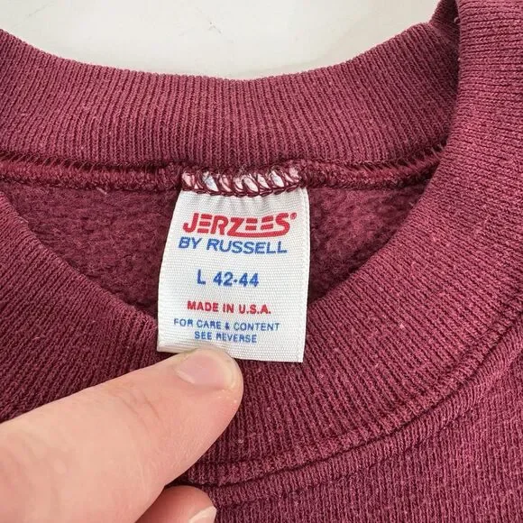 Vintage 1980s Jerzees By Russell Crewneck Sweatshirt Large Red/maroon, Blank USA - Picture 3 of 7